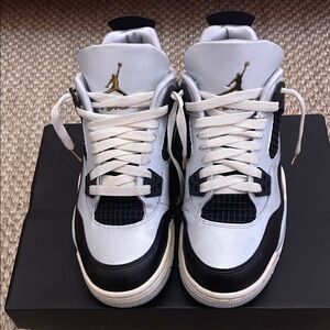 Jordan Men's White and Black Sneakers with Gold Accents